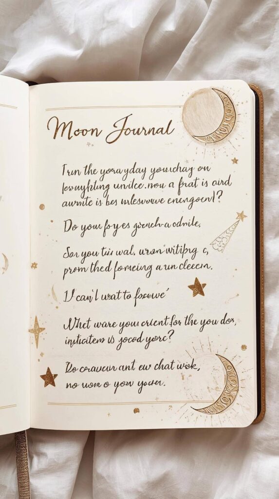 moon journal prompts aesthetic page