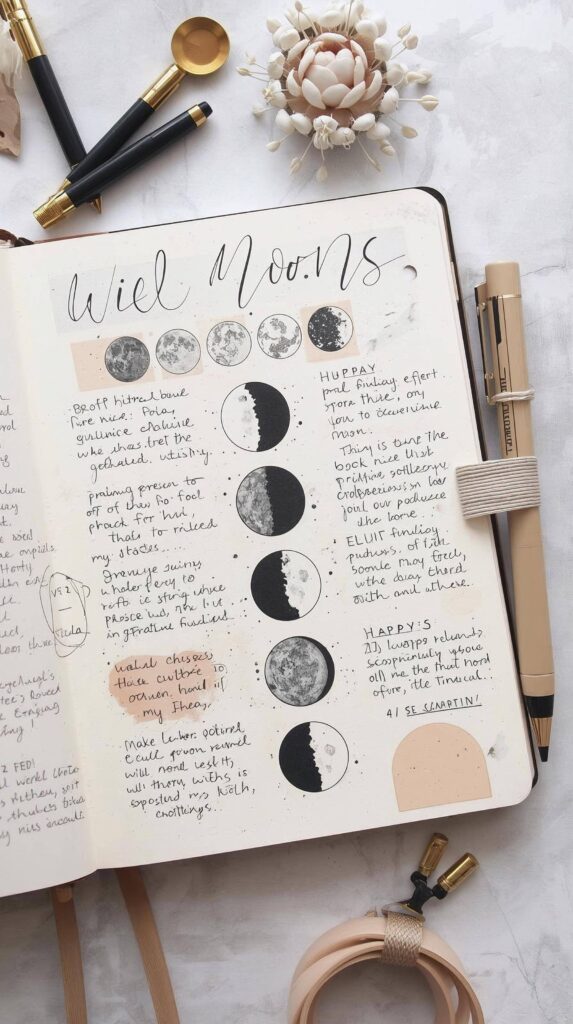 phases of the moon bullet journal page